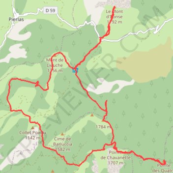 Du Col de la Sinne au Brec d'Ilonse GPS track, route, trail