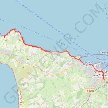 Cherbourg - Carteret jour 1 GPS track, route, trail