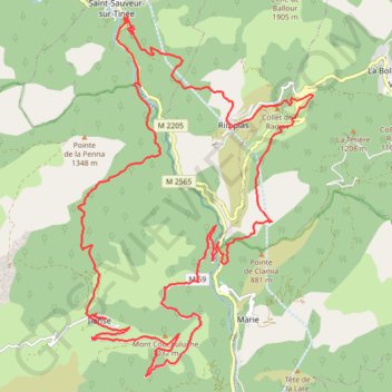 La bollinette Ilonse Rimplas GPS track, route, trail