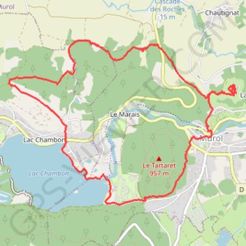 Lac Chambon et château médiéval de Murol GPS track, route, trail
