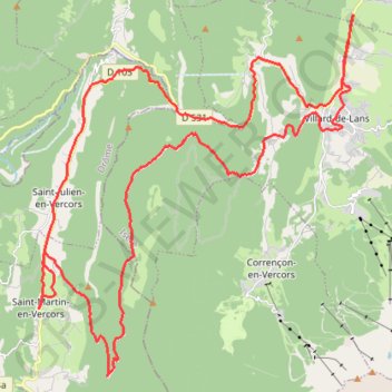 Saint-Martin-en-Vercors - Villars-de-Lans par Herbouilly et retour par les Gorges de la Bourne GPS track, route, trail