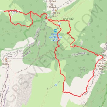 Les Rochers de Belles Ombres, itinéraire direct GPS track, route, trail