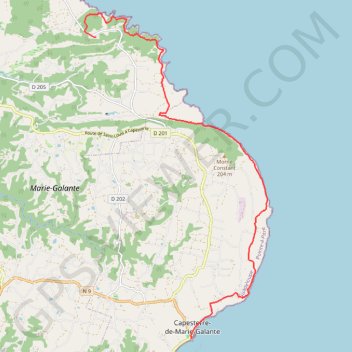 🚴 Trace de Capesterre-de-Marie-Galante a Mayolette GPS track, route, trail