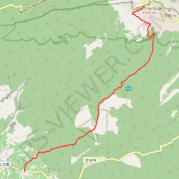 Montée du mont ventoux par Sainte colombe GPS track, route, trail