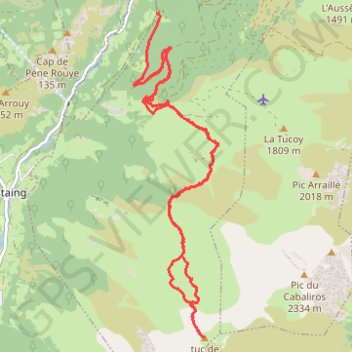 Le Tuc de Labasse par Sireix GPS track, route, trail