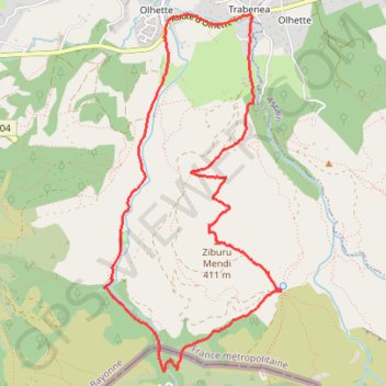 La Montagne de Ciboure depuis La Chapelle d'Olhette à Urrugne GPS track, route, trail