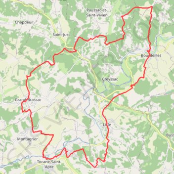 Bourdeilles 44 kms GPS track, route, trail