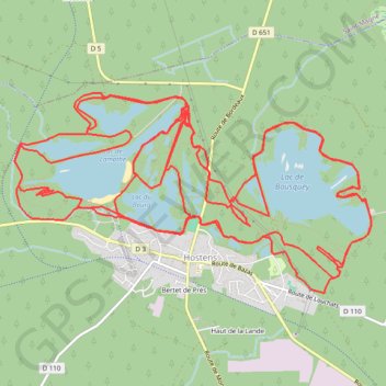 Domaine d'Hostens : Lac de Lamothe, lacs de Bernadas, lac du Bourg et lac de Bousquey GPS track, route, trail