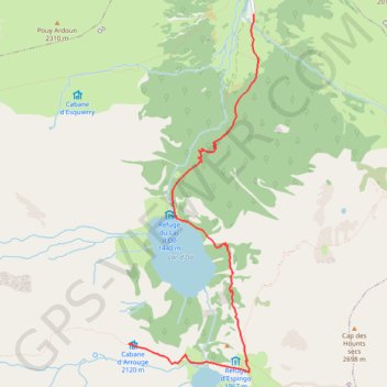 Lac d'O, Espingo et cabane d'Arrouge GPS track, route, trail