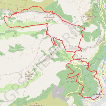 La Colle de Rougiès, avec descente par Cavillore et chemin du Paradis GPS track, route, trail