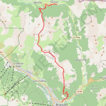 Traversée Roubion à Briançon par la crête de Peyrolle GPS track, route, trail