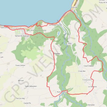 Saint Efflam, le rocher rouge GPS track, route, trail