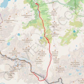 Le Gavizo-Cristail depuis la porte d'Arrens GPS track, route, trail