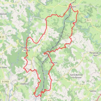 Tour des Gorges de la Vézère (Corrèze) GPS track, route, trail