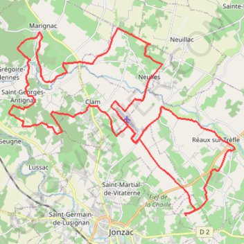 Jonzac 2 46kms GPS track, route, trail