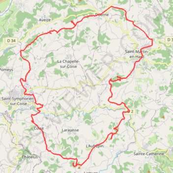 Aveize - Coise - Larajasse - Saint Martin en Haut - Duerne - Aveize GPS track, route, trail