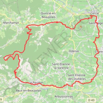 Trans Beaujolais - Le Perréon GPS track, route, trail