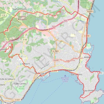 Mougins le Haut - Biot - Antibes - Vallauris GPS track, route, trail