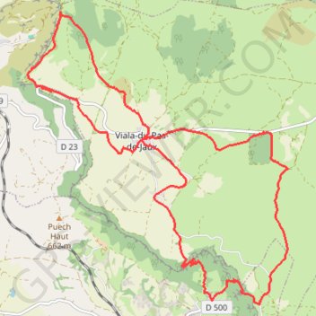 Le Viala du Pas de Jaux GPS track, route, trail