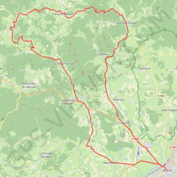 D'Autun à Cussy-en-Morvan par Anost GPS track, route, trail