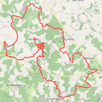 Brossac 47 kms GPS track, route, trail