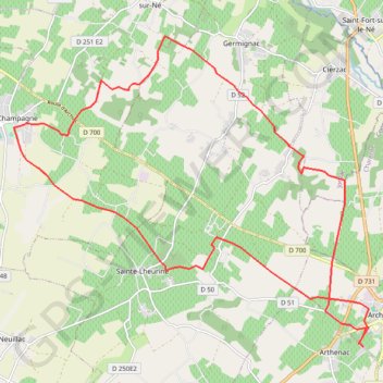 Jarnac champagne GPS track, route, trail