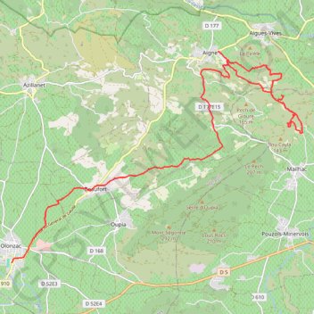 D'Aigne-Minervois à Olonzac GPS track, route, trail