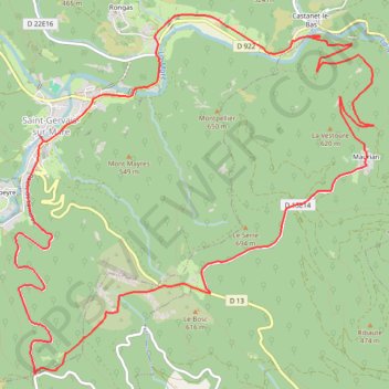Monts de Saint-Gervais : Castanet-le-bas, Maurian et col de la Pierre Plantée GPS track, route, trail
