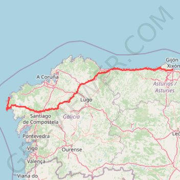 Camino Del Norte et Camino Portugais par la cÃ´te GPS track, route, trail
