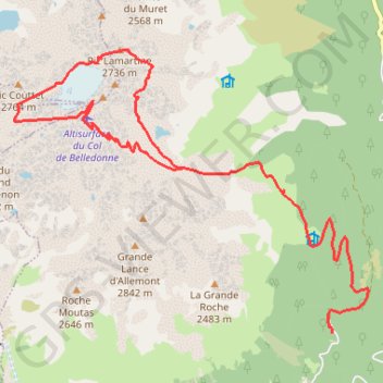Pic de Belledonne Grand tour horaire (Belledonne) GPS track, route, trail