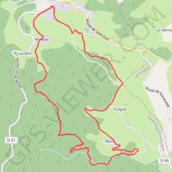 Balade autour de Saint-Priest-La-Prugne GPS track, route, trail