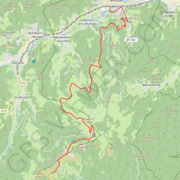 Tour de la grande Vallée de Munster (refuge du Hilsen - Munster) GPS track, route, trail