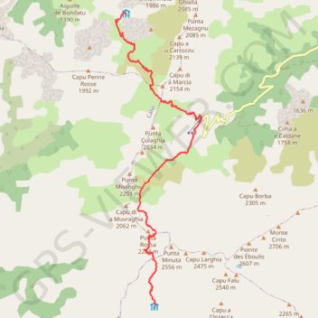 GR20 Tighjettu - Carrozzu GPS track, route, trail