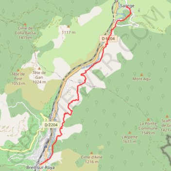 ViSaorge > Breil-sur-Roya (Via Alpina) GPS track, route, trail