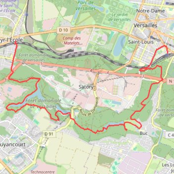 De Saint-Cyr-l'École à Versailles GPS track, route, trail