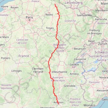 Traversée de la France - De la Belgique à Avignon GPS track, route, trail