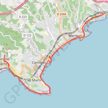 De Menton à Roquebrune-Cap-Martin GPS track, route, trail