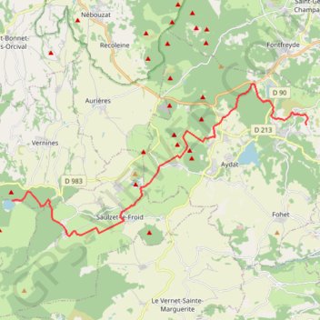 Rouillas-Haut - Lac Servière GPS track, route, trail