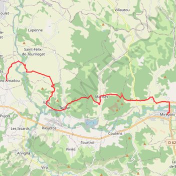 Mirepoix - Saint-Amadou (Grande Traversée) GPS track, route, trail