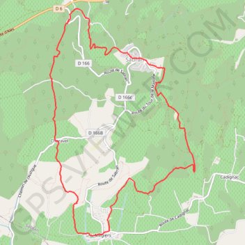 Mégiers - Charavel - Sabran GPS track, route, trail