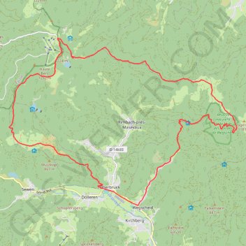 Oberbruck, Tête des perches, Belacker et une descente épinglée GPS track, route, trail