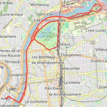 Rhône-Feyssine-Tête d'Or GPS track, route, trail
