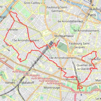 Randonnée dans Paris - Des Gobelins à la Tour Eiffel GPS track, route, trail