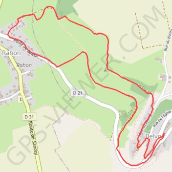 Petit circuit à Belvoir GPS track, route, trail