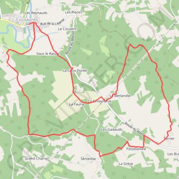Boucle des châteaux - Coulaures GPS track, route, trail