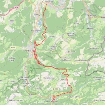 Grandes Traversées du Jura - Le Pays de Montbéliard GPS track, route, trail