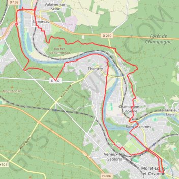 Samoreau sud GPS track, route, trail