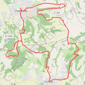 De Chaponnay à Luzinay GPS track, route, trail