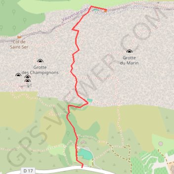 Sainte-Victoire (13) Ligne directe Saint Ser - Pic des Mouches GPS track, route, trail