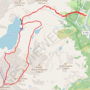 Pics de Batboucou et Courouaou GPS track, route, trail